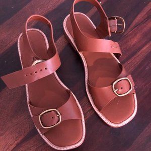 Everlane Twin Buckle Sandals in Brown Sugar